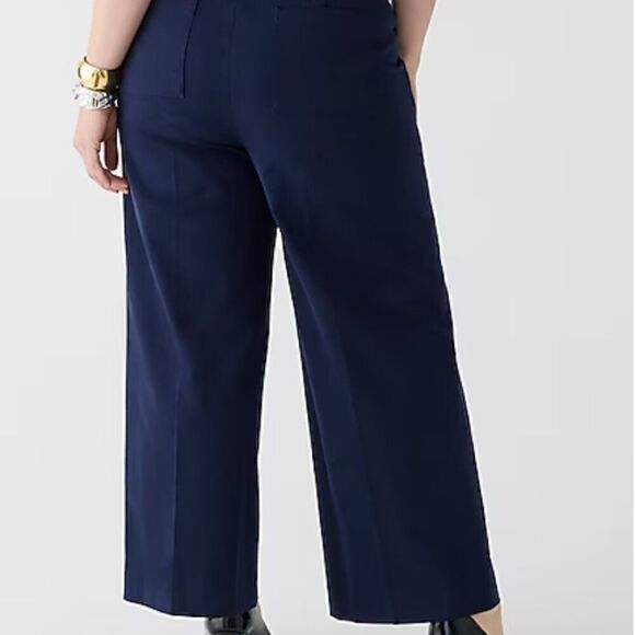 J. Crew Sydney wide-leg pant in bi-stretch cotton blend in Navy NWT size 00 - Picture 3 of 12